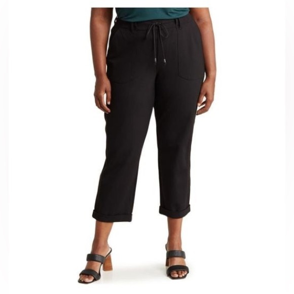 Democracy Women's Size XL Black Ab Leisure High Waist Cuffed Pants Stretch - Picture 1 of 15